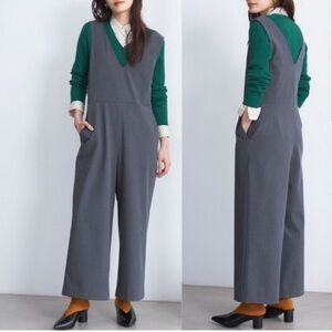 Gray Women's Jumpsuit Uniqlo vneck